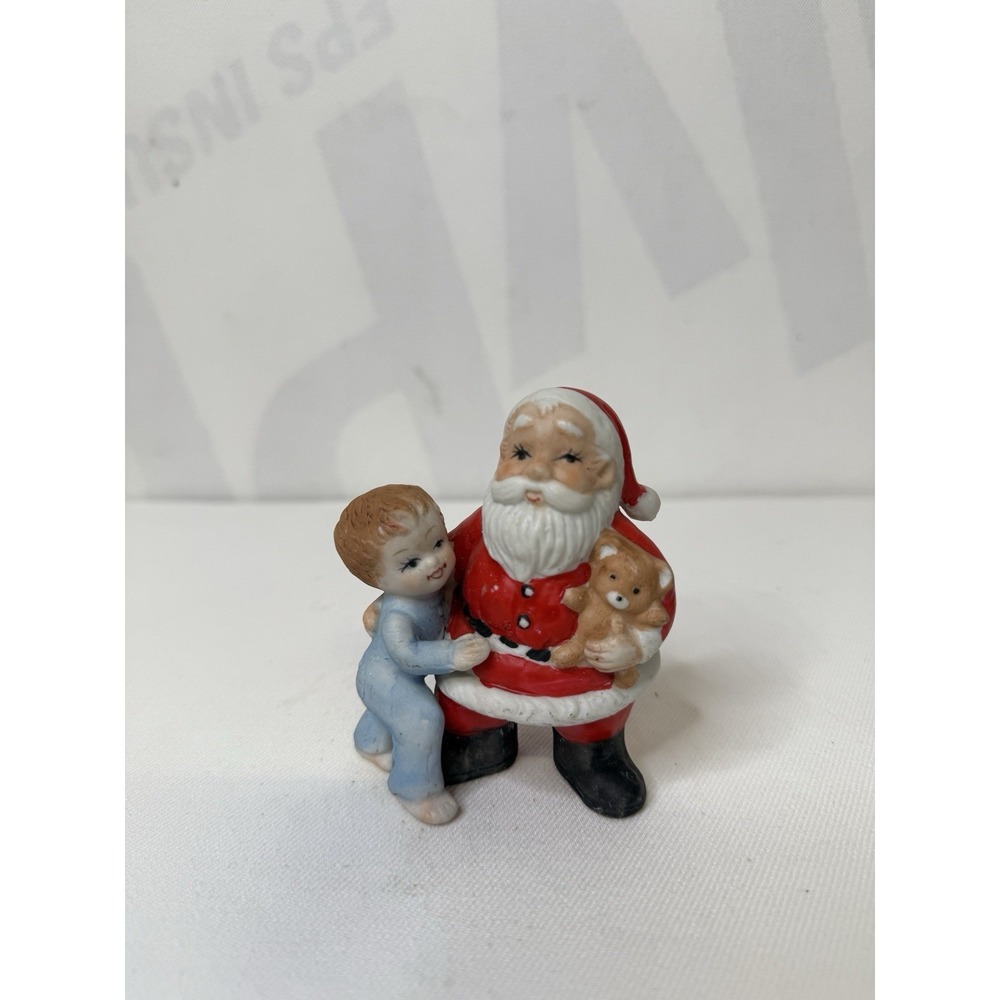Vintage Santa Claus & Child Ceramic Figurine – Hand Painted  Decoration 3.5"